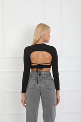 Long Sleeve Open Back Top