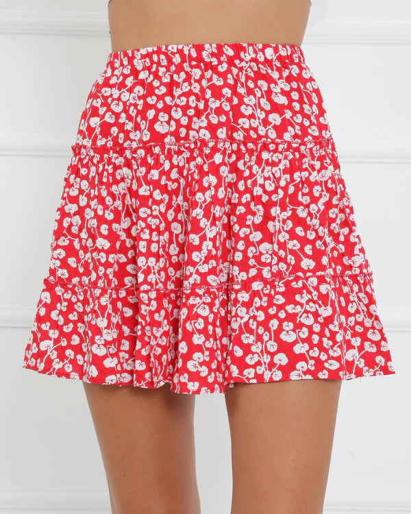 Tiny Flowers Printed Circle Mini Skirt