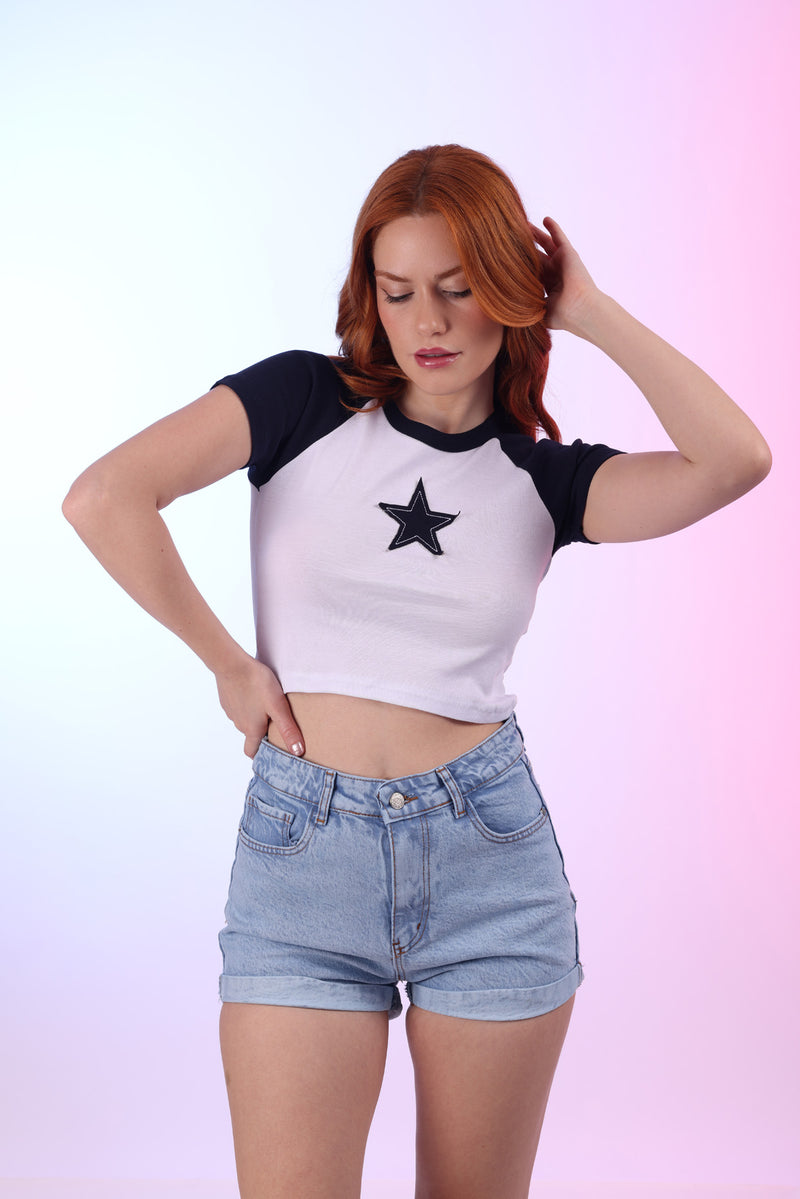 Star Detailed Crop Tops