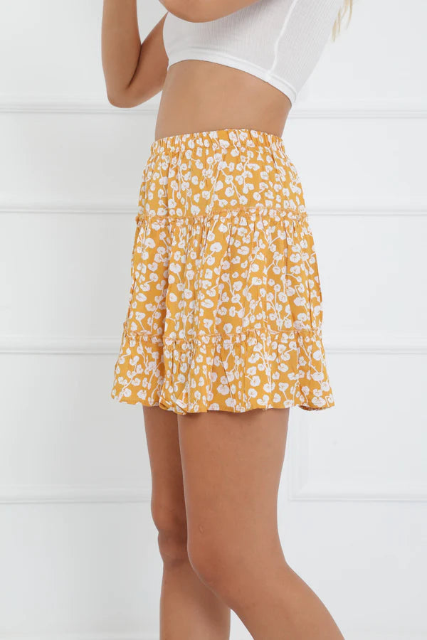 Tiny Flowers Printed Circle Mini Skirt