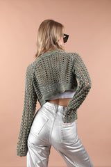 Fishnet Cotton Crop Pullover