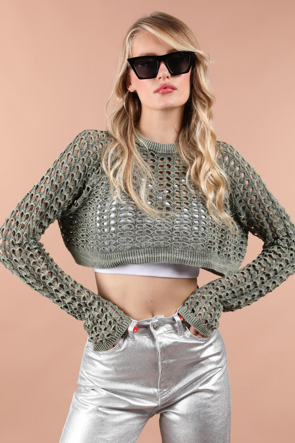 Fishnet Cotton Crop Pullover