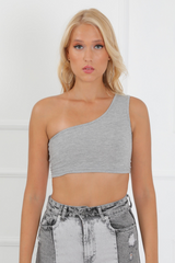 One Shoulder Ribbed Crop Top