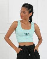 Butterfly Embroidered Crop Top