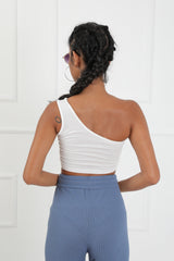 One Shoulder Ribbed Crop Top