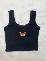 Butterfly Embroidered Crop Top